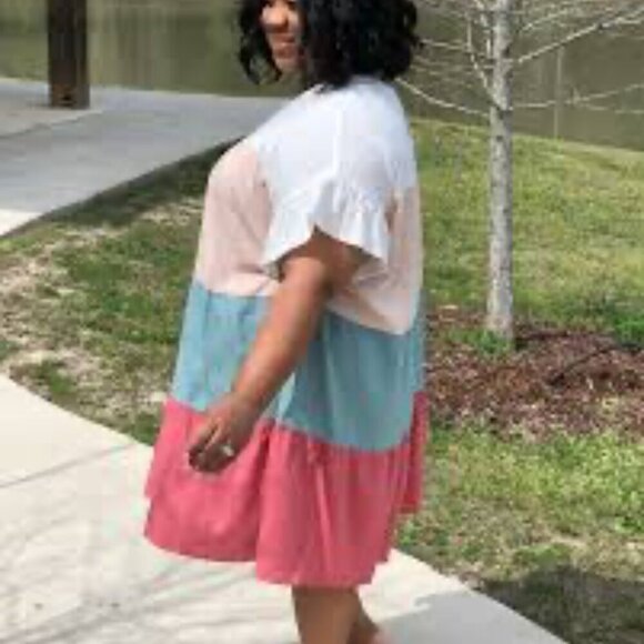 Haptics By Holly Harper Plus-Size Muti-Tiered Lagoon-Look Dress Sz XXL - Picture 1 of 9